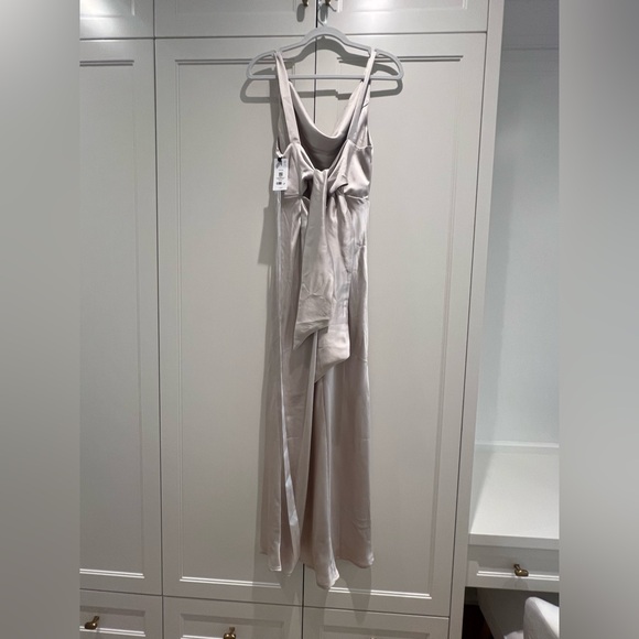 Dynamite Satin Cowl Neck Slip Dress in Polished Pearl - Picture 2 of 6